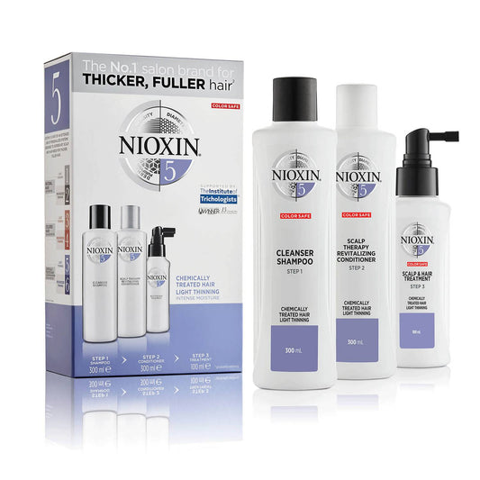 NIOXIN 3-Part System 5 Loyalty Kit for Chemically Treated Hair with Light Thinning