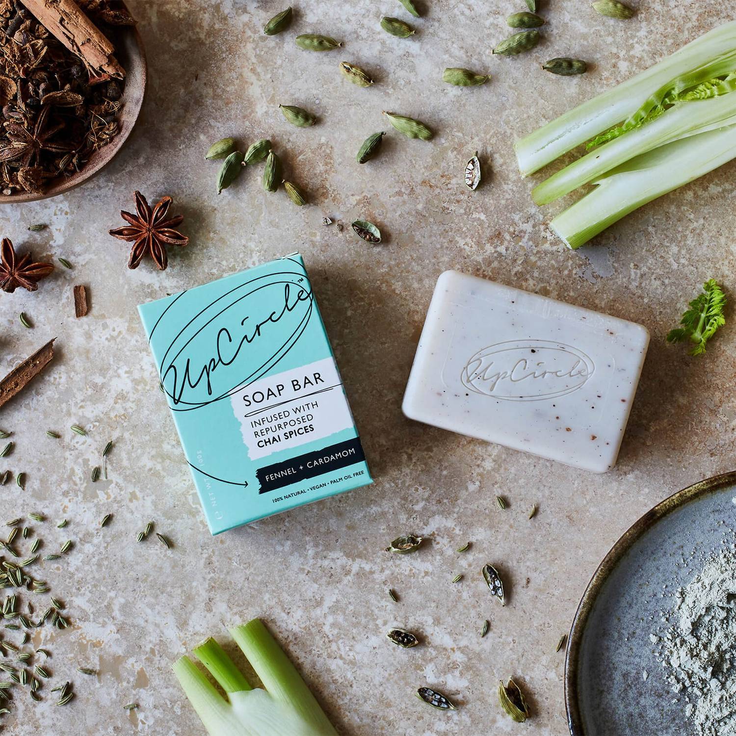 UpCircle Fennel and Cardamom Chai Soap Bar 100g