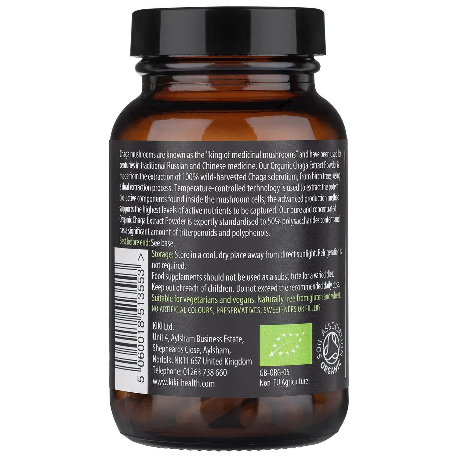 KIKI Health Organic Chaga Extract Mushroom (60 Vegicaps)