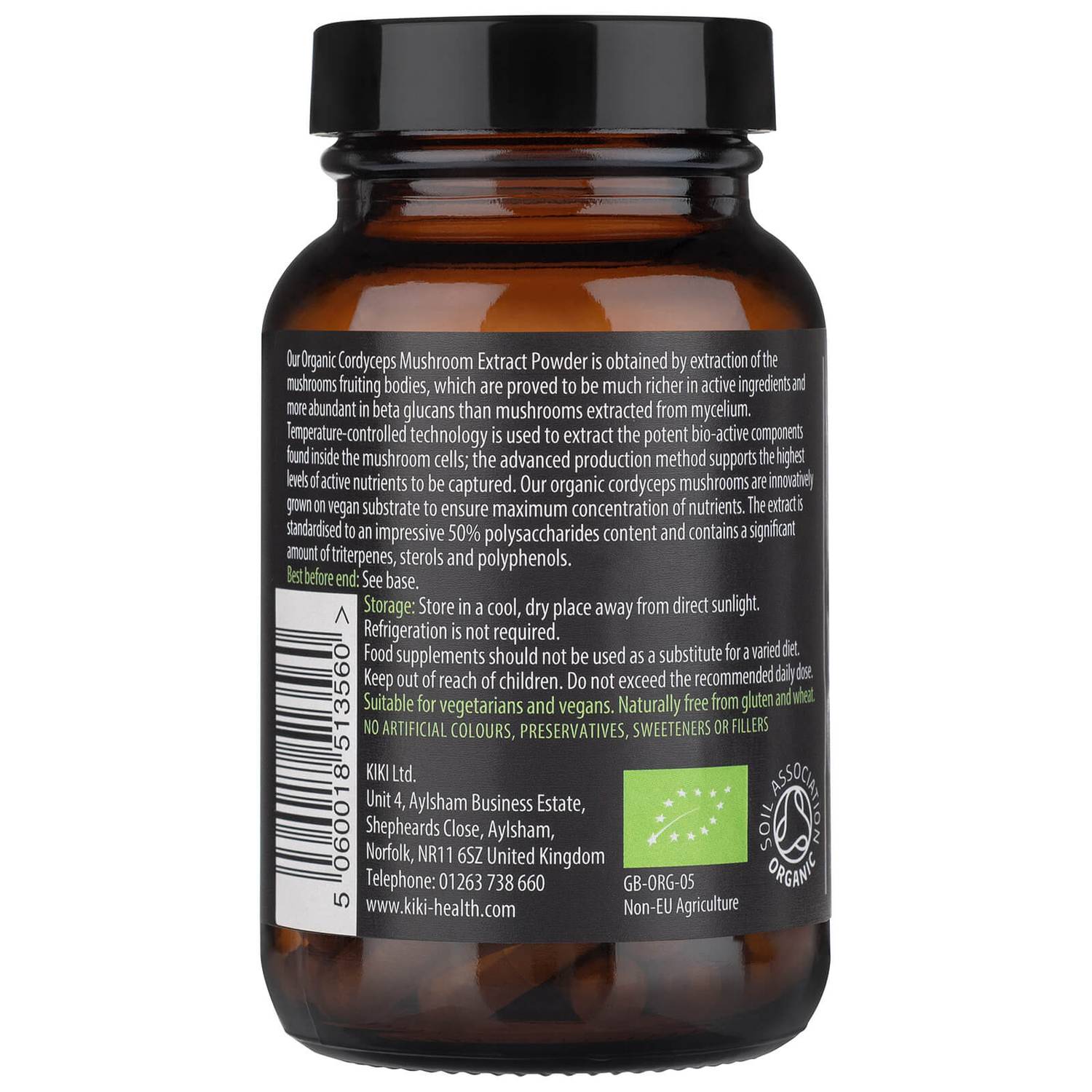 KIKI Health Organic Cordyceps Extract Mushroom (60 Vegicaps)