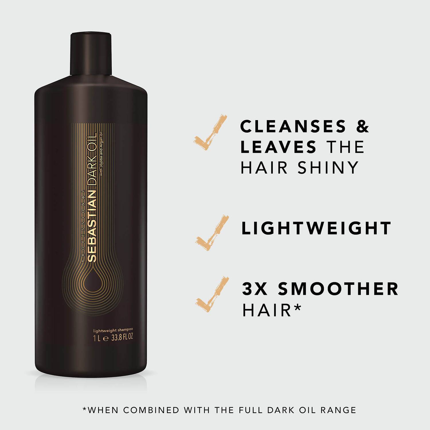 Sebastian Dark Oil Lightweight Jojoba and Argan Oils Shampoo, 33.8 Fl Oz