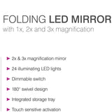 Rio 24 LED Touch Dimmable Cosmetic Makeup Mirror With 2X & 3X Magnification