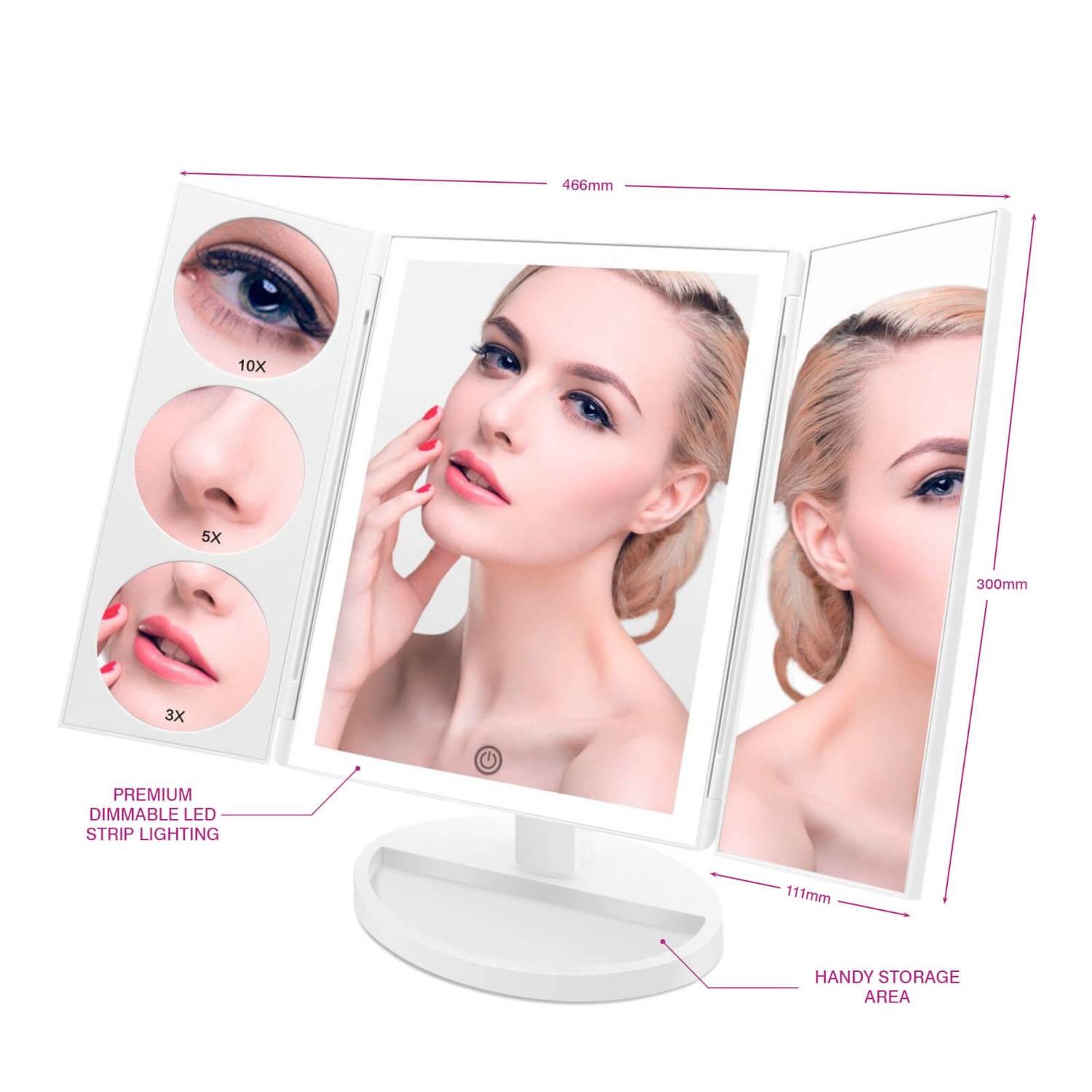 Rio Full Size LED Illuminated Makeup Mirror