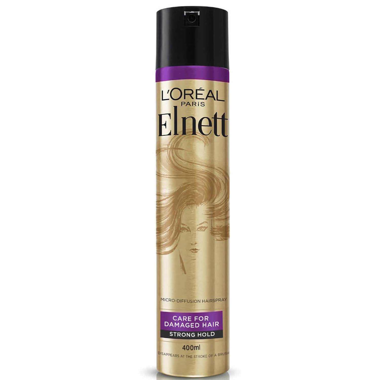 L'Oréal Paris Hairspray by Elnett Care For Dry Damaged Hair Strong Hold Argan Oil Shine 400ml