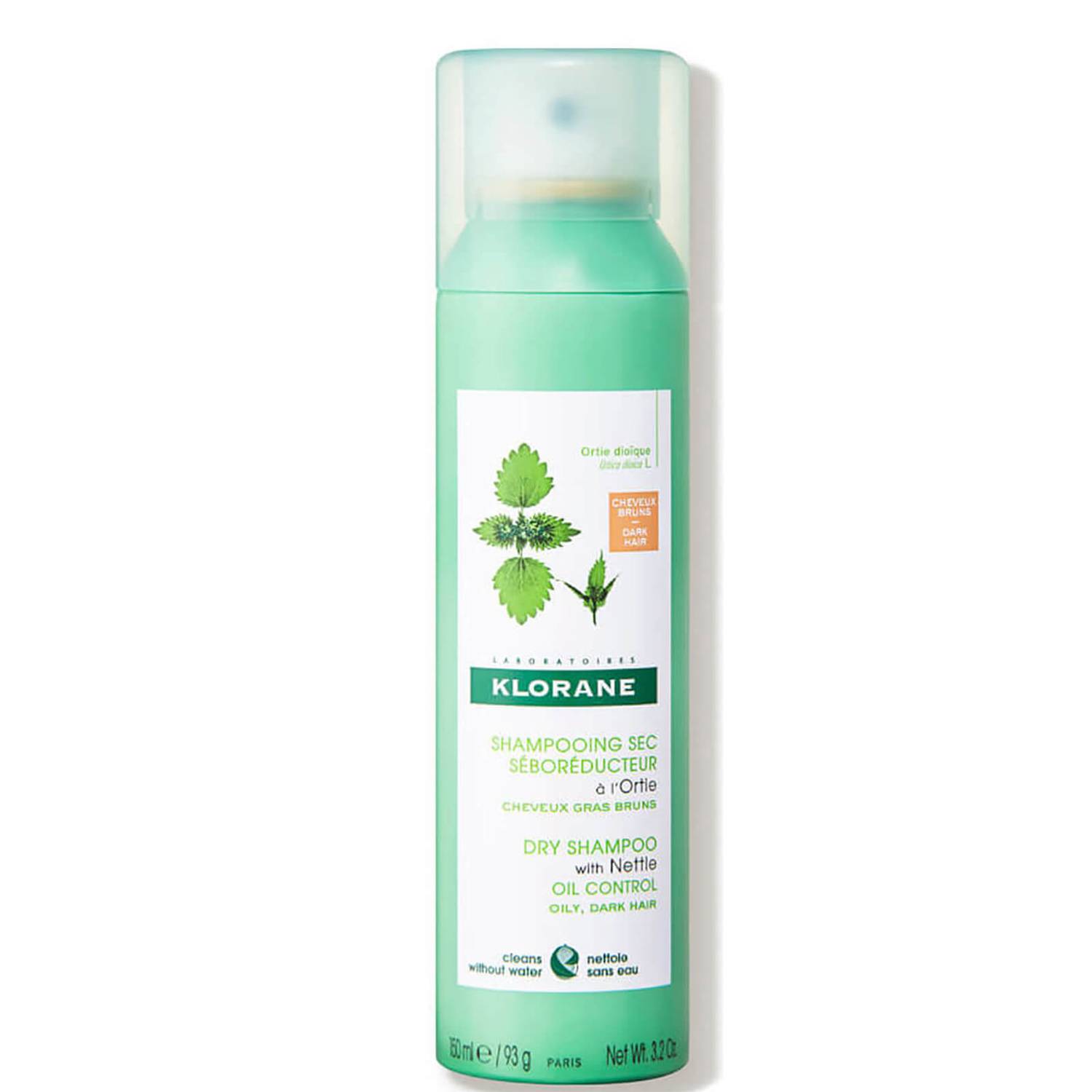 KLORANE Purifying Tinted Dry Shampoo with Nettle for Oily Brown-Dark Hair 150ml