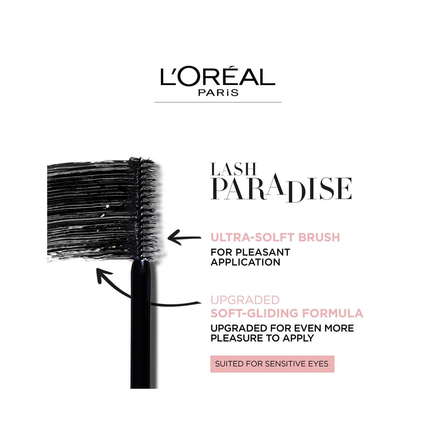 L'Oréal Paris Paradise Castor Oil Enriched Mascara for Sensitive Eyes - Intense Black