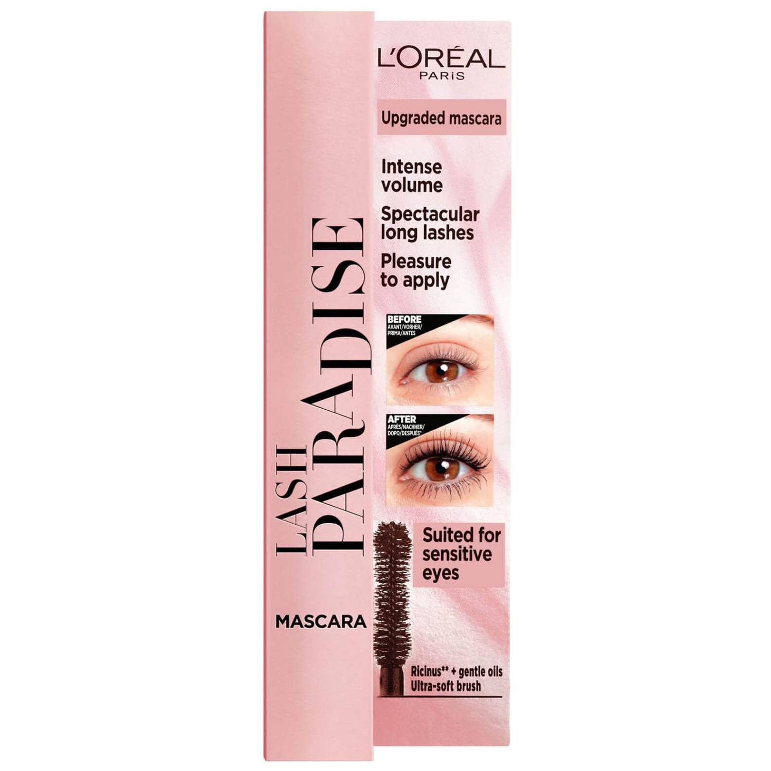 L'Oréal Paris Paradise Castor Oil Enriched Mascara for Sensitive Eyes - Intense Black