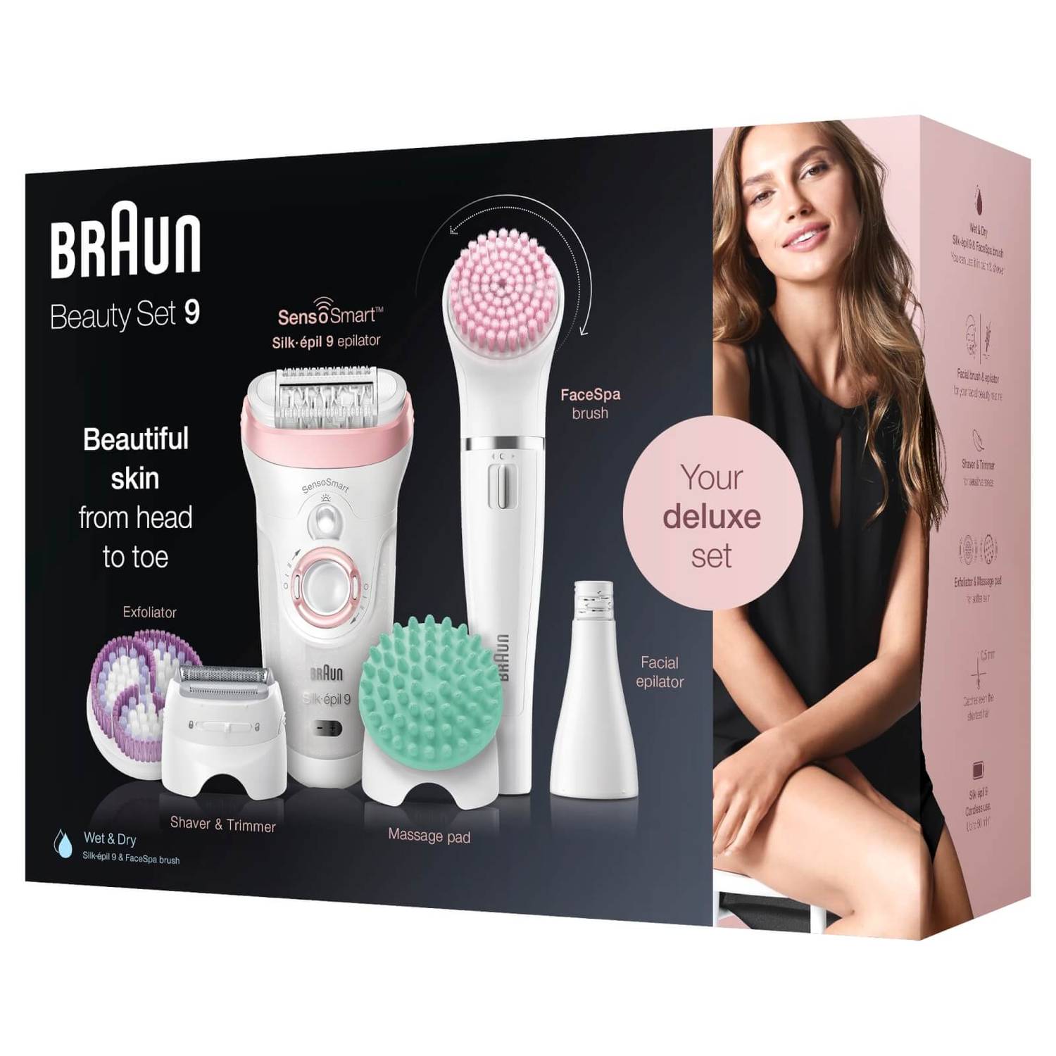 Braun Silk-épil 9 9-985 Beauty Set, White/Rose Gold