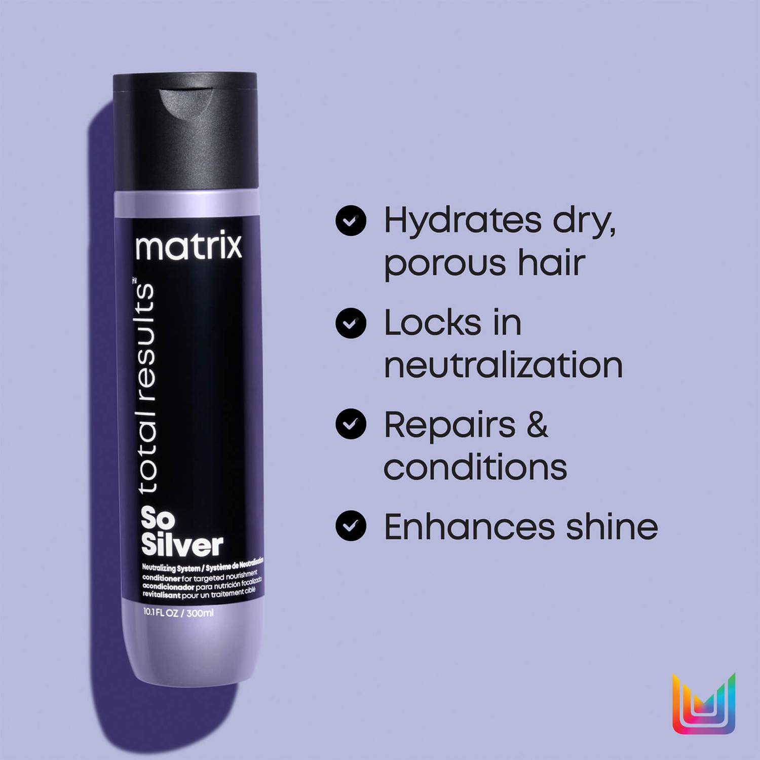 Matrix Total Results So Silver Purple Toning Shampoo and Conditioner for Blonde, Silver & Grey Hair 300ml Duo