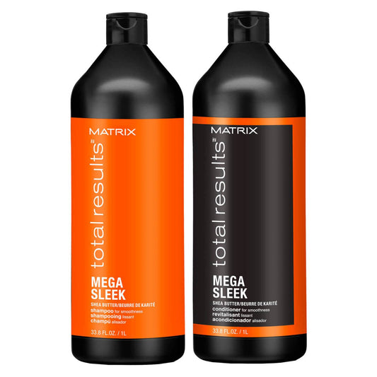 Matrix Total Results Mega Sleek Shea Butter Smoothing Shampoo and Conditioner 1000ml Duo for Frizzy Hair