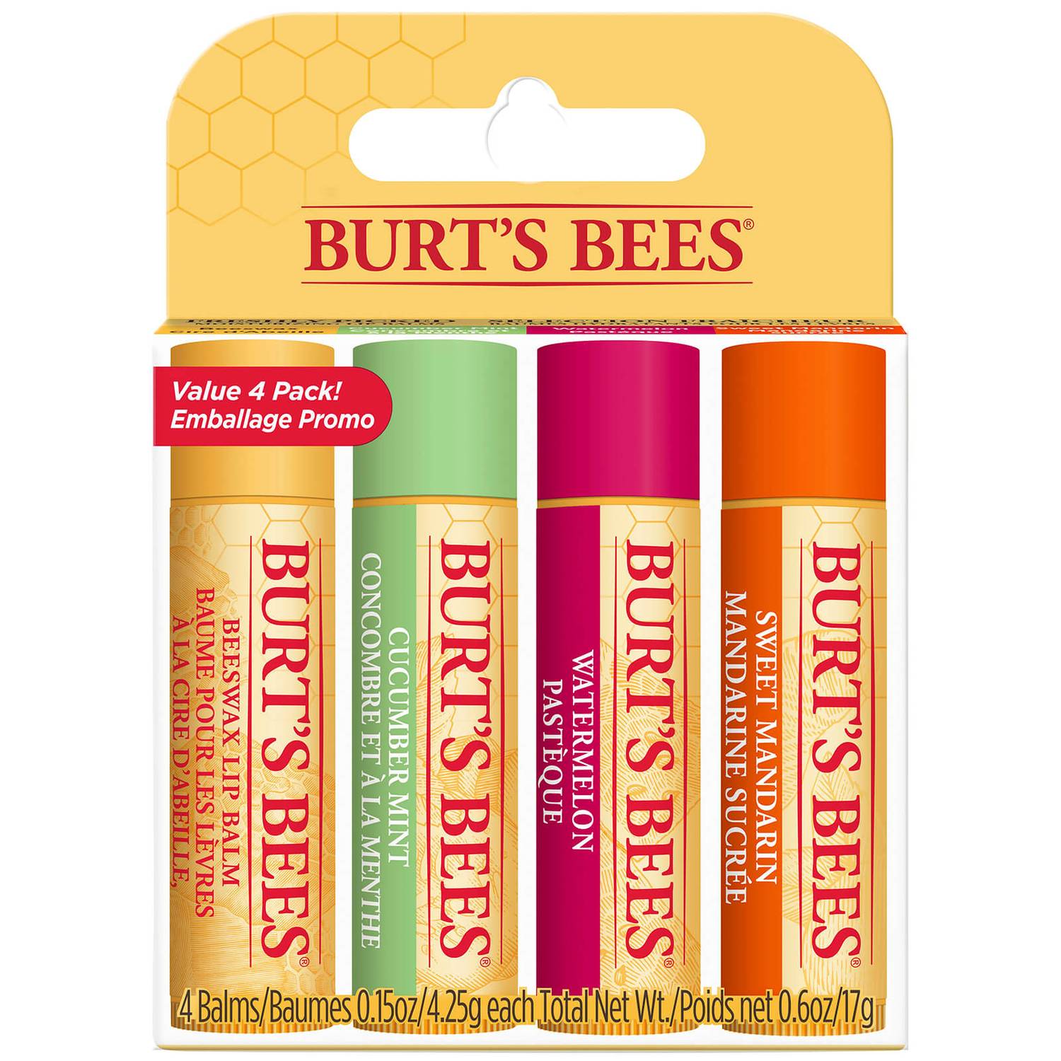 Burt's Bees 100% Natural Moisturising Lip Balm (Pack of 4)