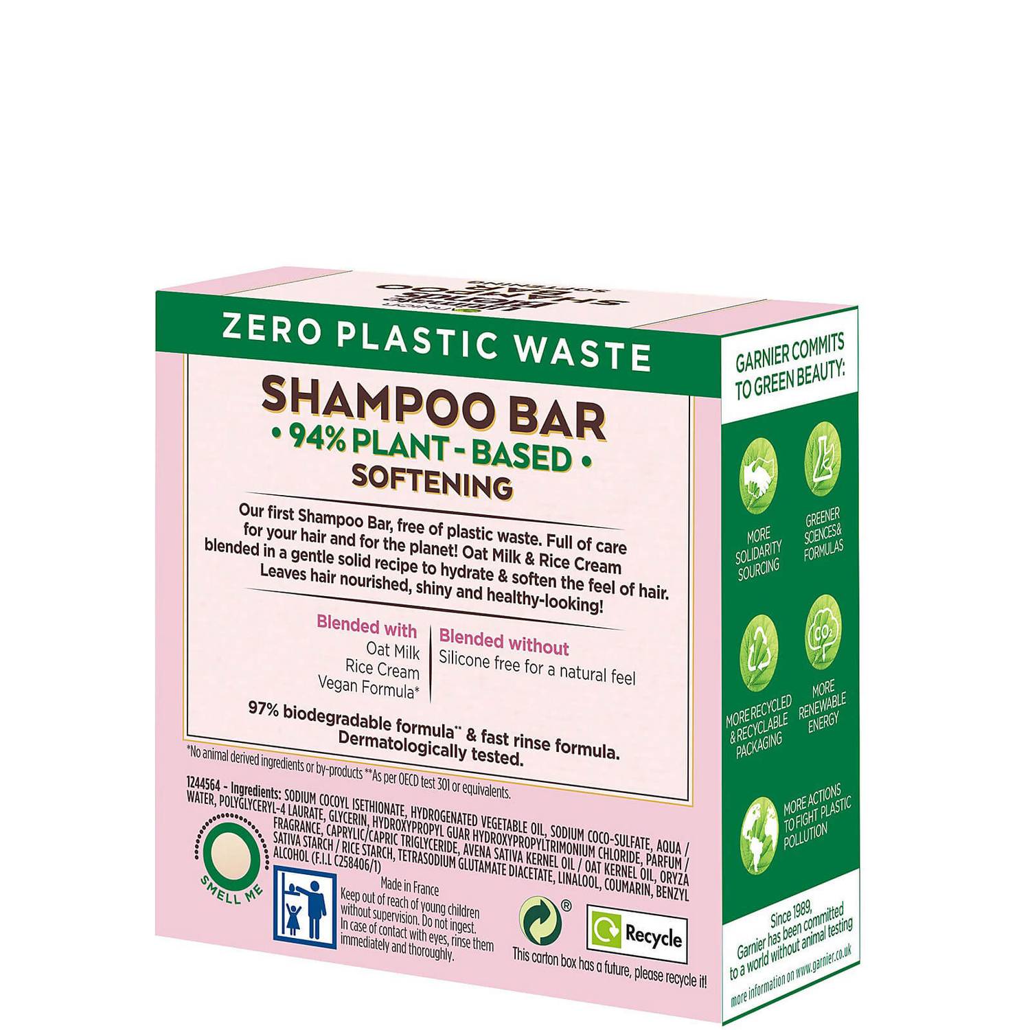 Garnier Ultimate Blends Delicate Oat Softening Shampoo Bar for Sensitive Scalp and Fragile Hair 60g