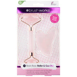 brushworks HD Rose Quartz Resin Roller & Gua Sha