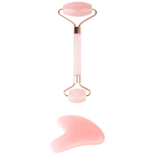 brushworks HD Rose Quartz Resin Roller & Gua Sha