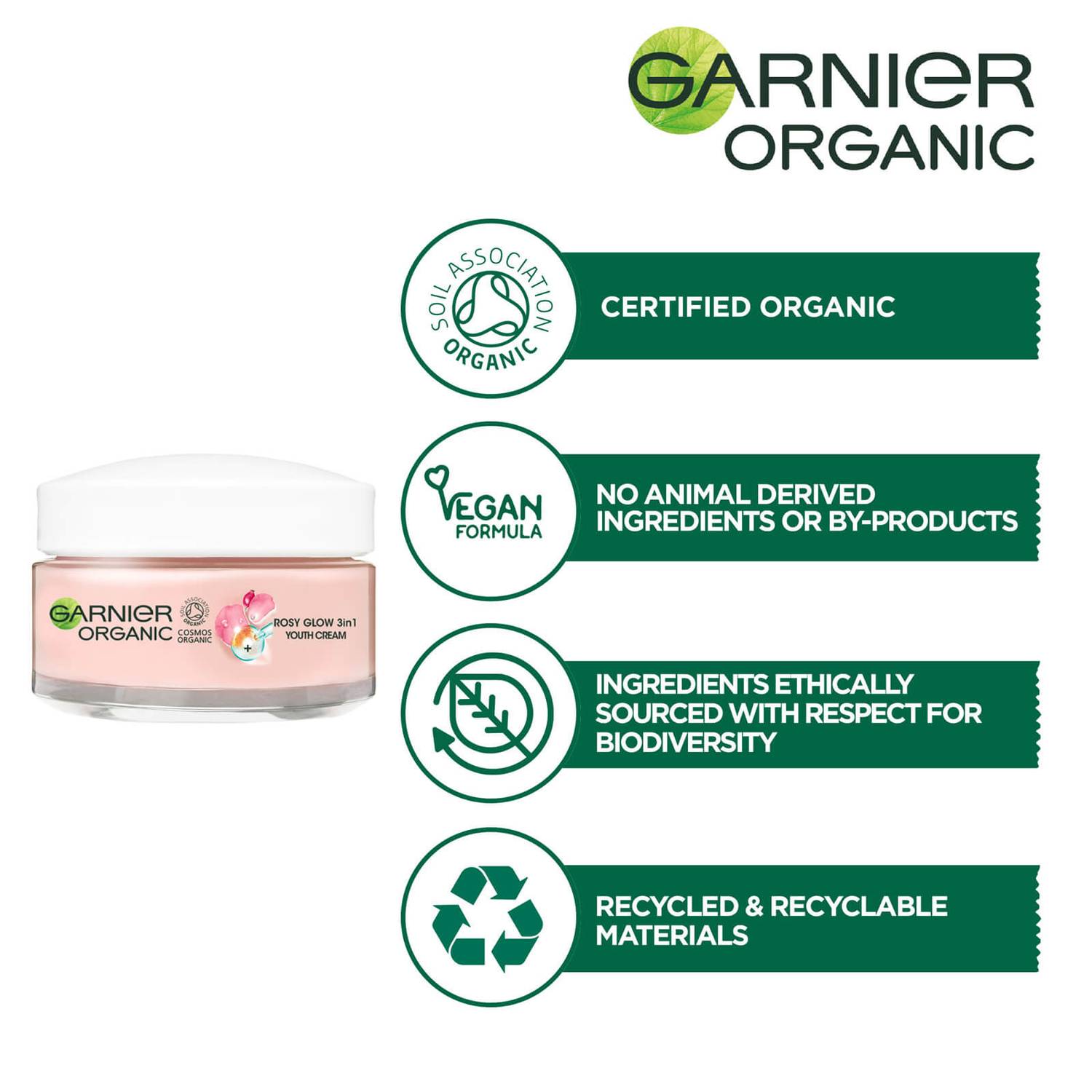 Garnier Organic Rosy Glow 3-in-1 Youth Cream 50ml