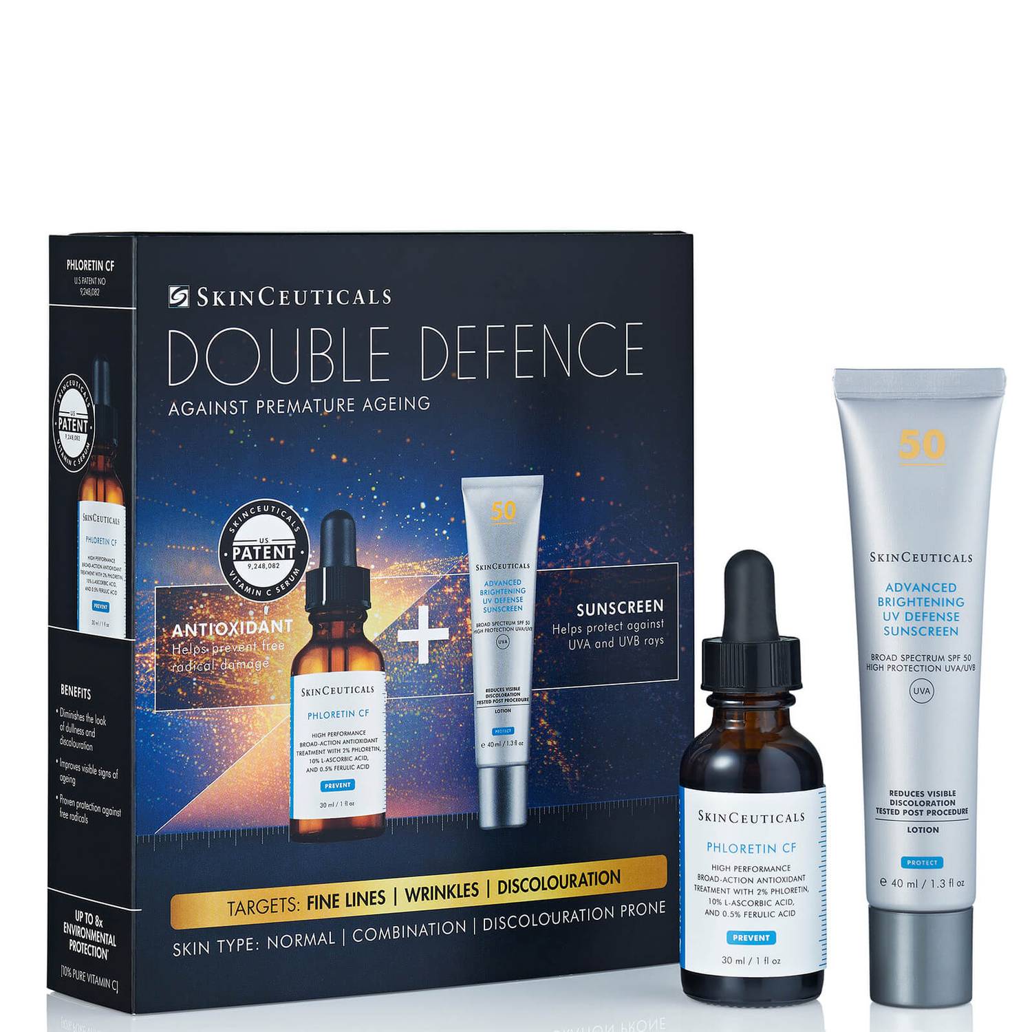 SkinCeuticals Double Defence Phloretin CF Kit for Combination, Discolouration-Prone Skin (Worth £195.00)