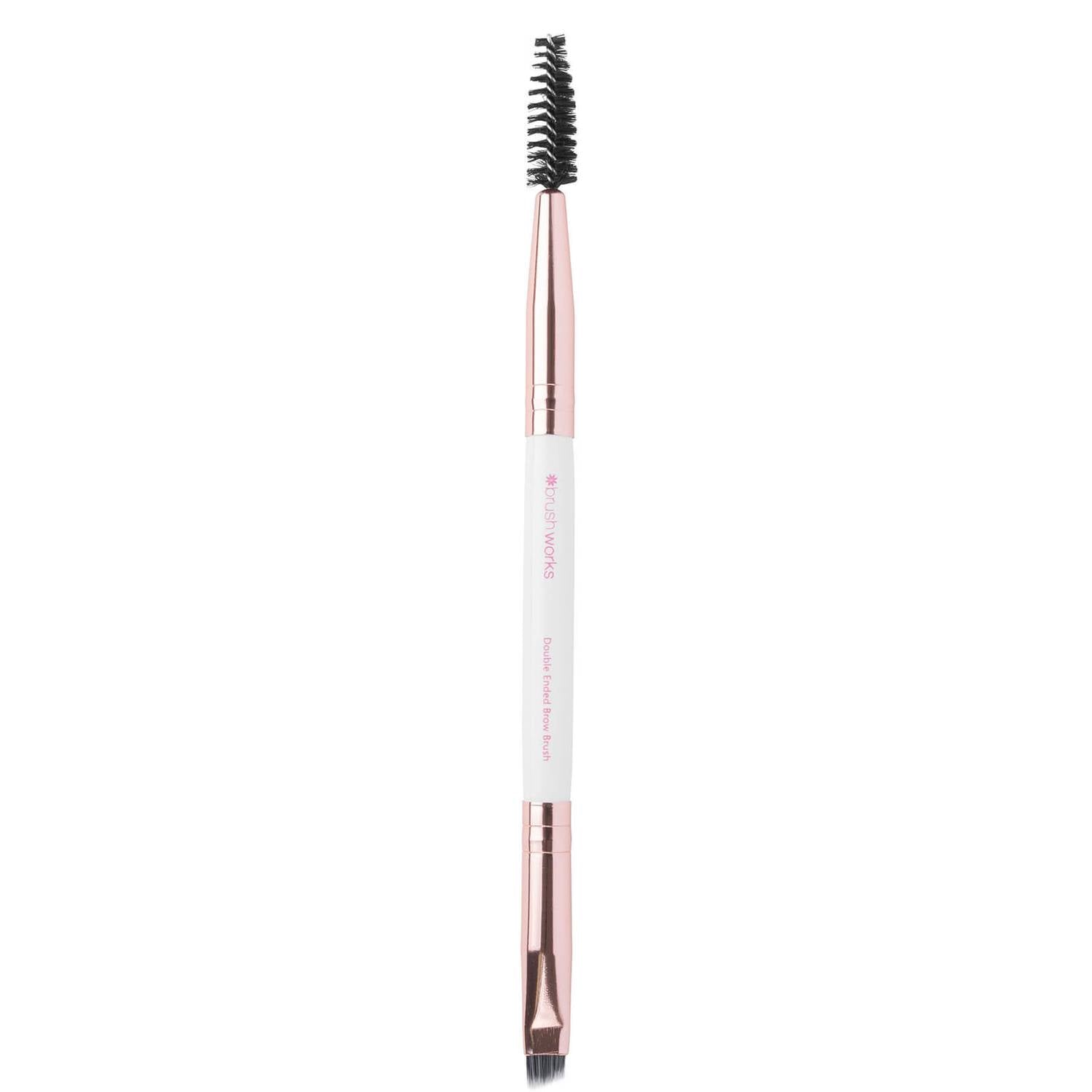 Brushworks White and Gold Brow Duo Brush