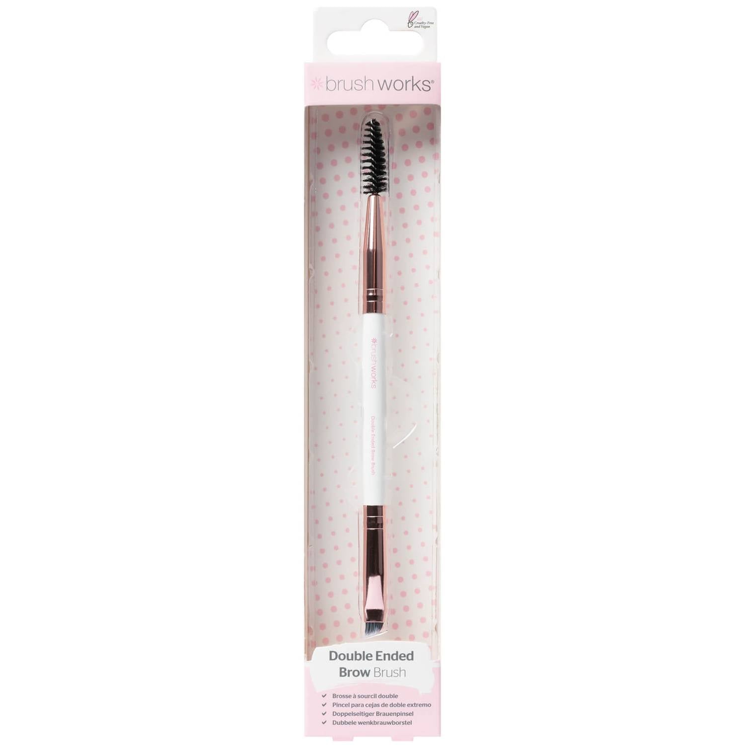 Brushworks White and Gold Brow Duo Brush