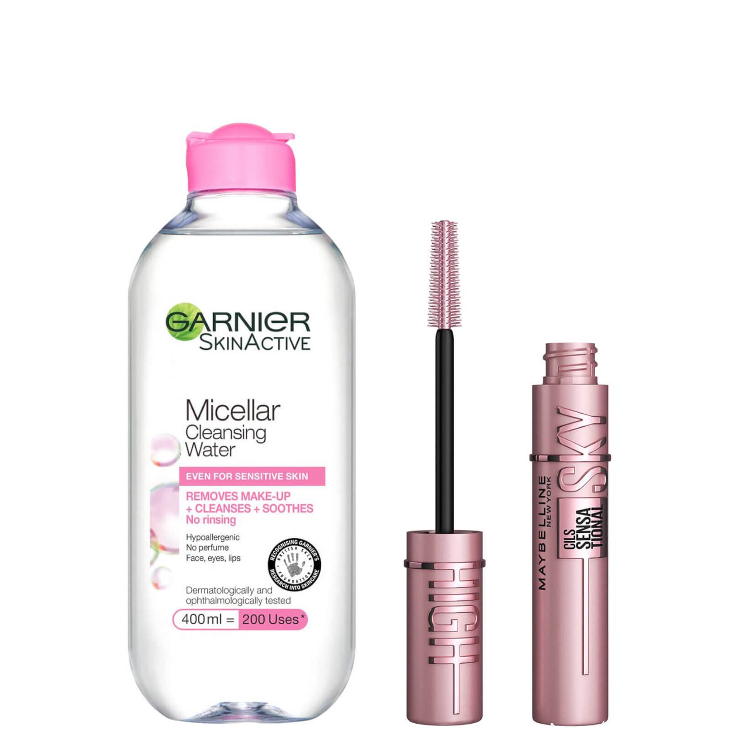 Maybelline Sky High Mascara and Garnier Micellar Water Set