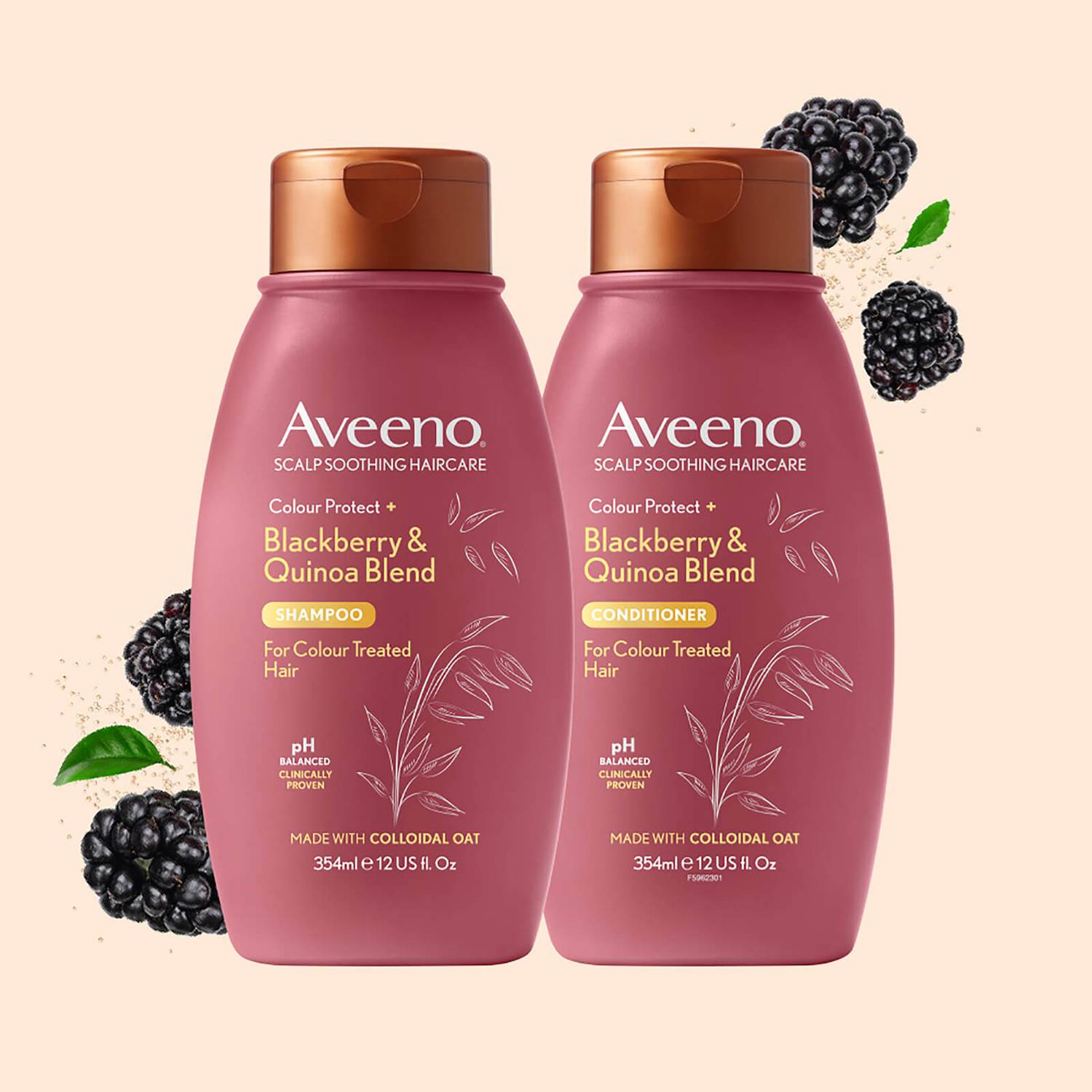 Aveeno Scalp Soothing Haircare Colour Protect Blackberry and Quinoa Shampoo 354ml