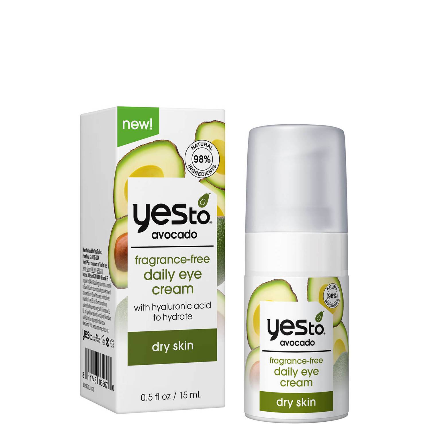 yes to Avocado Fragrance Free Daily Eye Cream 15ml