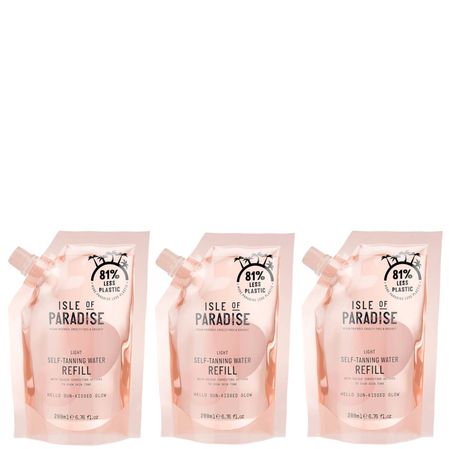 Isle of Paradise Light Self Tanning Water Refill Trio (Worth £44.85)