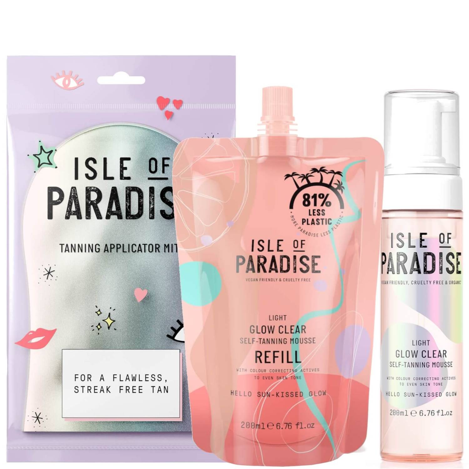 Isle of Paradise Light Glow Clear Mousse and Refill and Mitt Bundle (Worth £40.89)