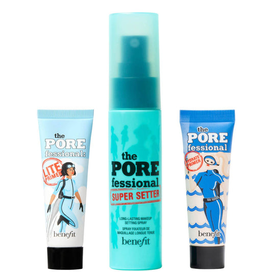 benefit Pore Minimizer Squad Face Primer and Makeup Setting Spray Trio Set (Worth ?37.50)