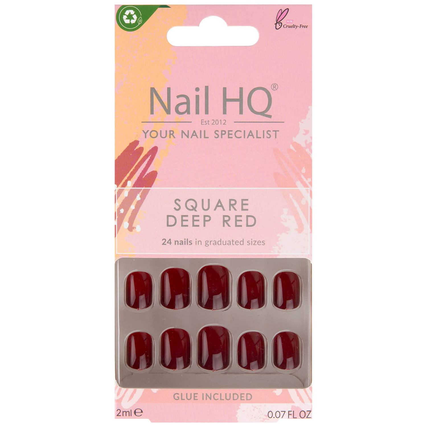 Nail HQ Square Nails Deep Red (24 Pieces)