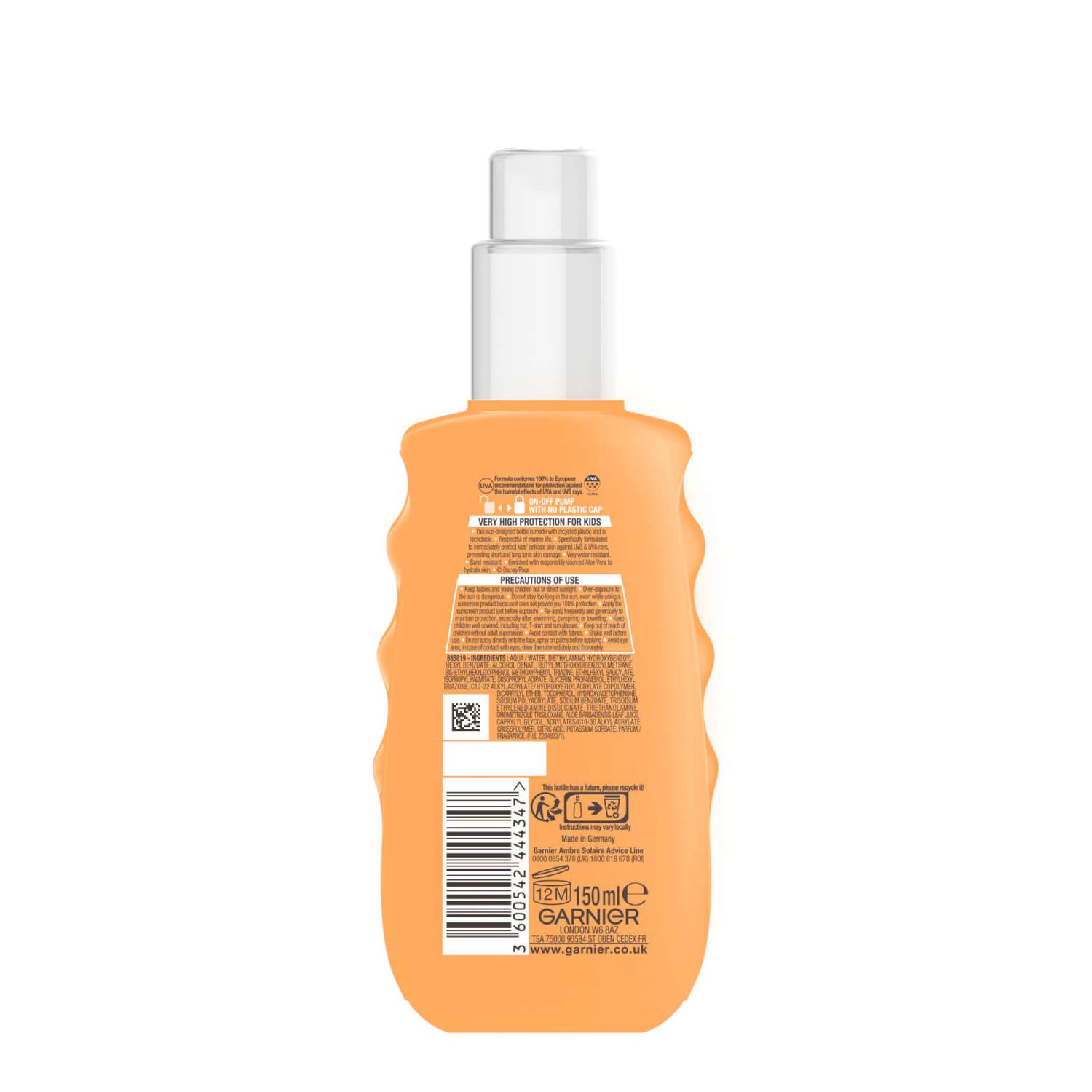 Garnier Ambre Solaire Kids' SPF50 Water and Sand Resistant Sun Cream Spray 150ml