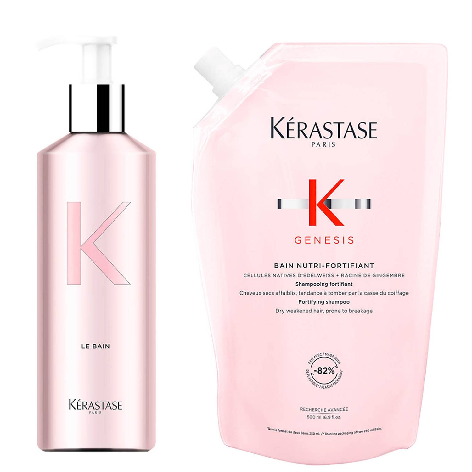 Kérastase Genesis Bain Nutri-Fortifiant Refill Pouch and Refillable Bottle Bundle