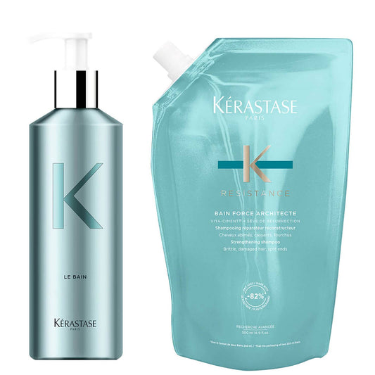 Kérastase Bain Force Architecte Refill Pouch and Refillable Bottle Bundle