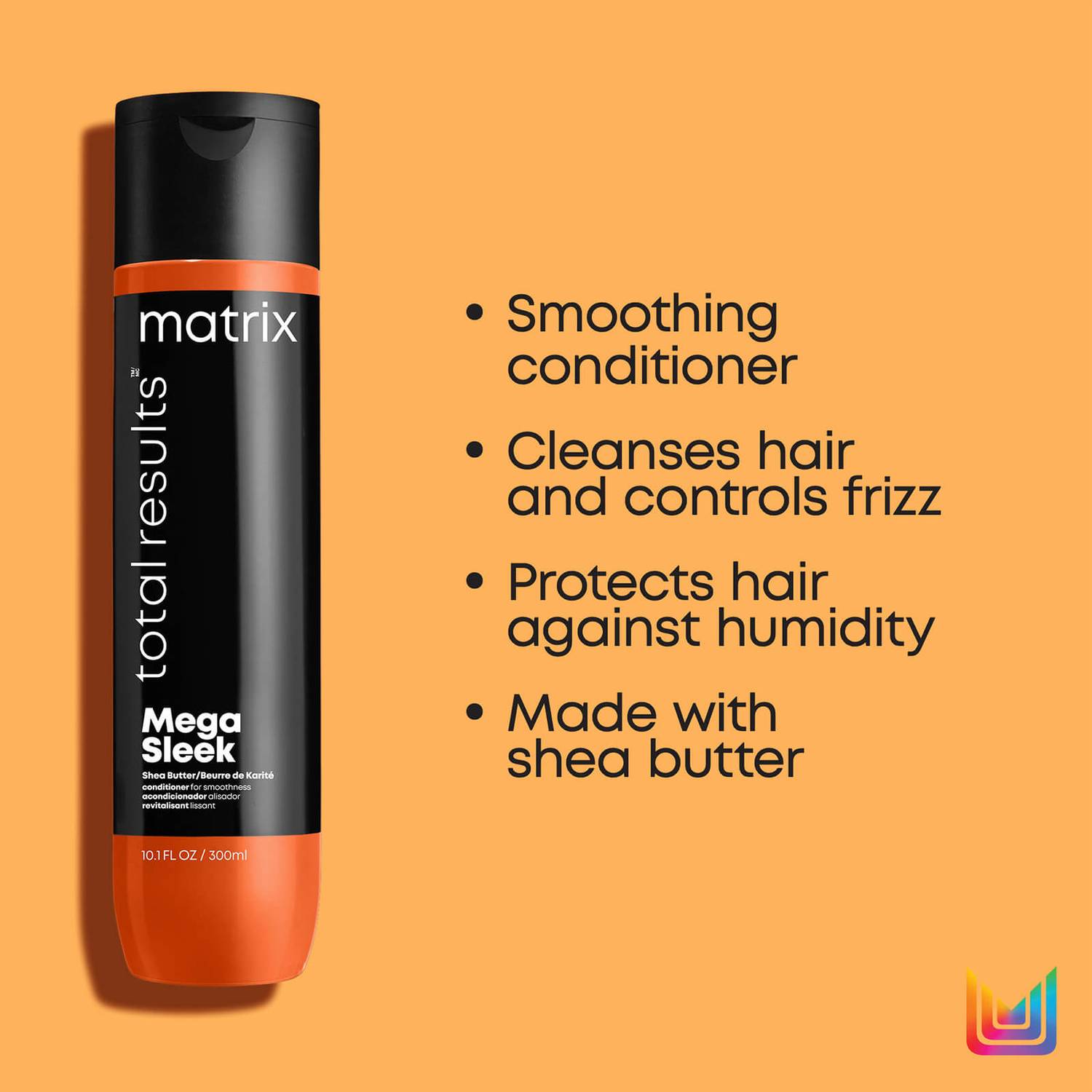 Matrix Mega Sleek Shea Butter Smoothing Shampoo, Conditioner and Iron Smoother Heat Protection Routine for Frizzy Hair