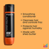 Matrix Mega Sleek Shea Butter Smoothing Shampoo, Conditioner and Iron Smoother Heat Protection Routine for Frizzy Hair