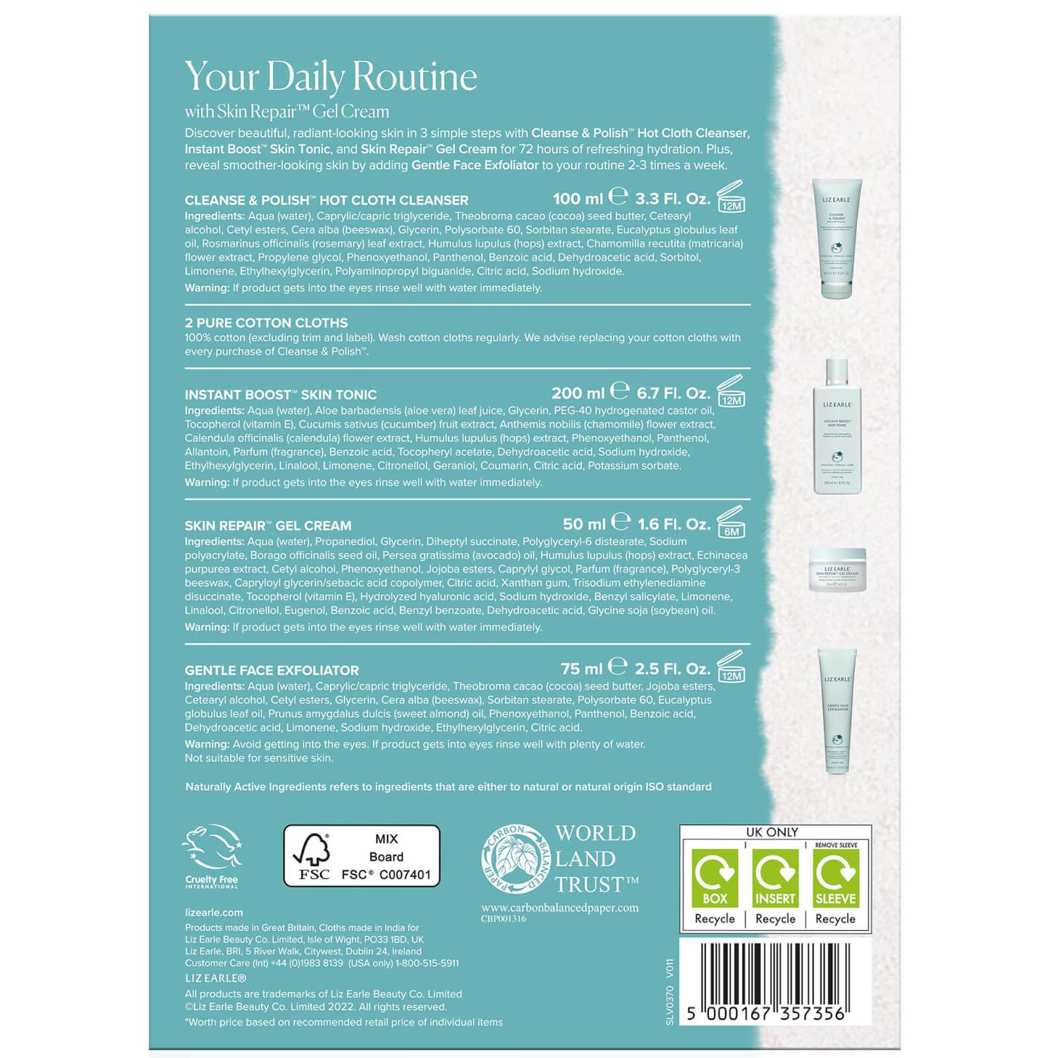 Liz Earle Your Daily Routine with Skin Repair Gel Cream Kit