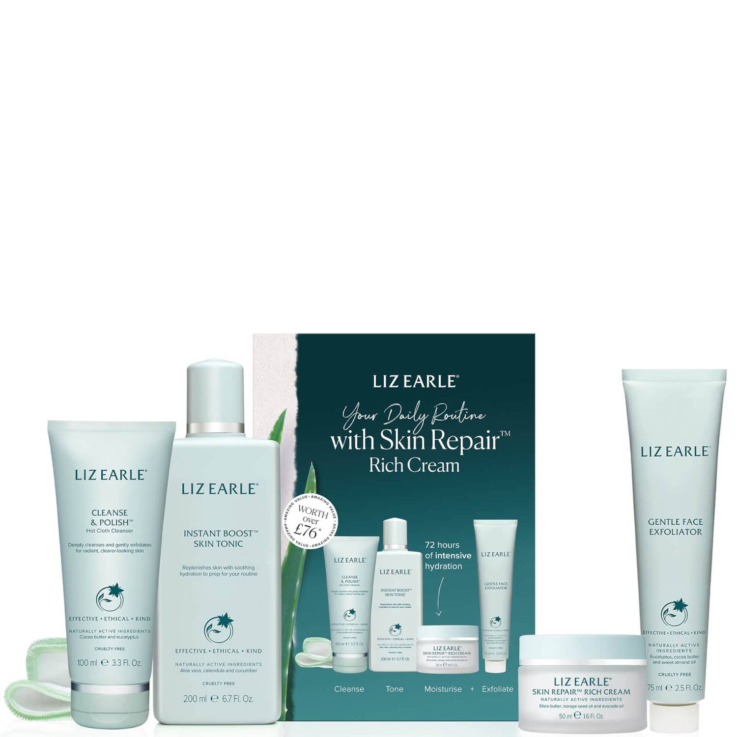 Liz Earle Your Daily Routine with Skin Repair Rich Cream Kit (Worth £49.50)