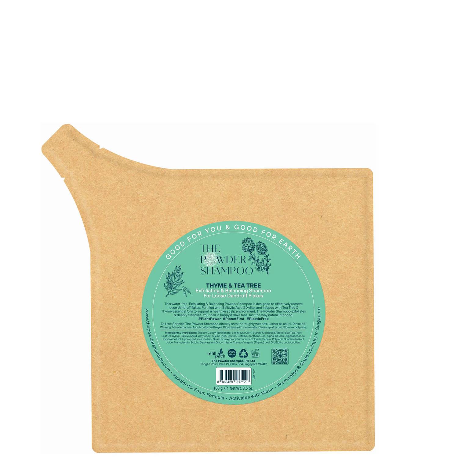 The Powder Shampoo Exfoliating & Balancing Shampoo 100g Refill Pack (Thyme & Tea Tree)