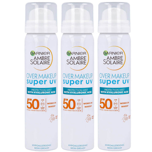 Garnier Ambre Solaire Over Makeup Super UV Protection Mist SPF50 75ml Trio