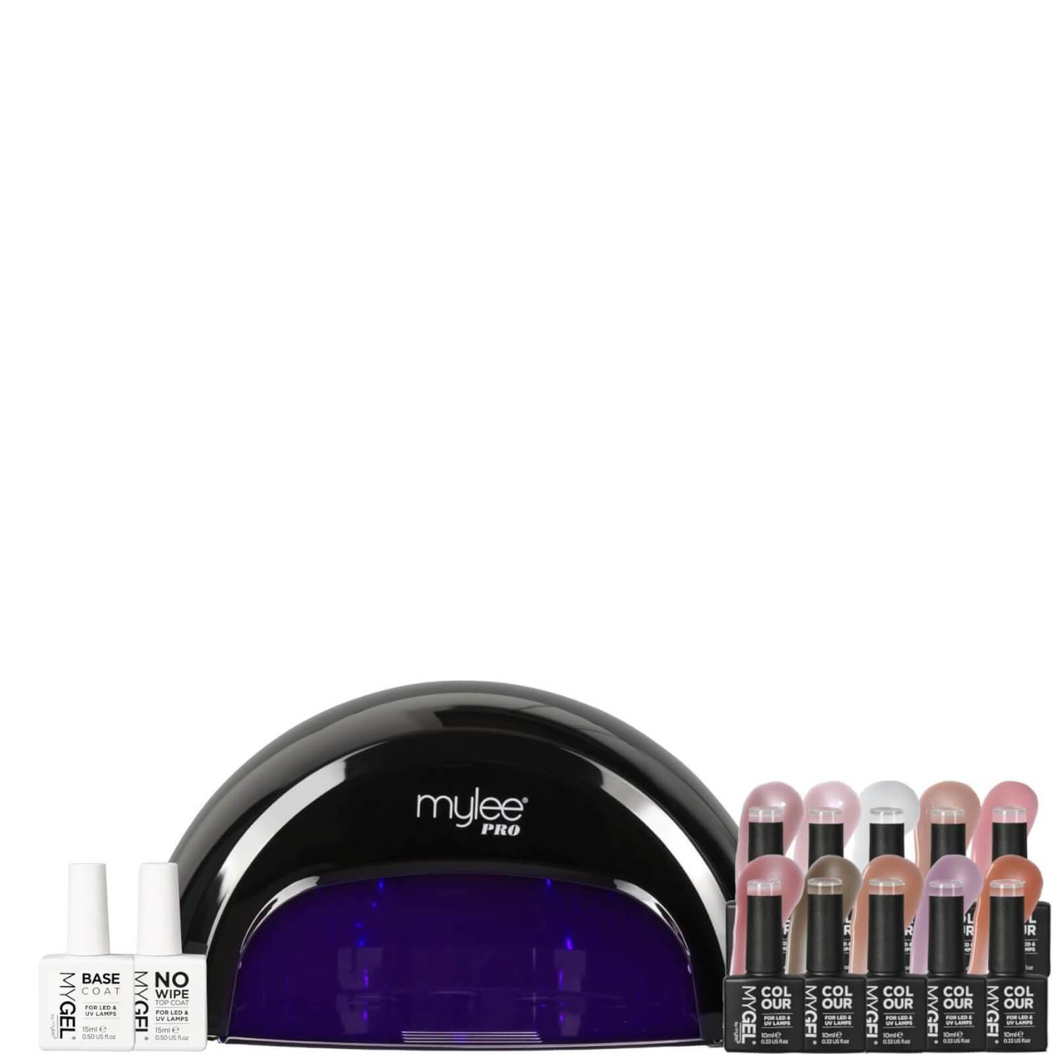 Mylee Black Convex Curing Lamp Kit Bundle with Send Nudes Collection