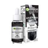 Garnier Skinactive 4% AHA BHA and Niacinamide Charcoal Serum, Resurface and Smooth Skin Texture 30ml