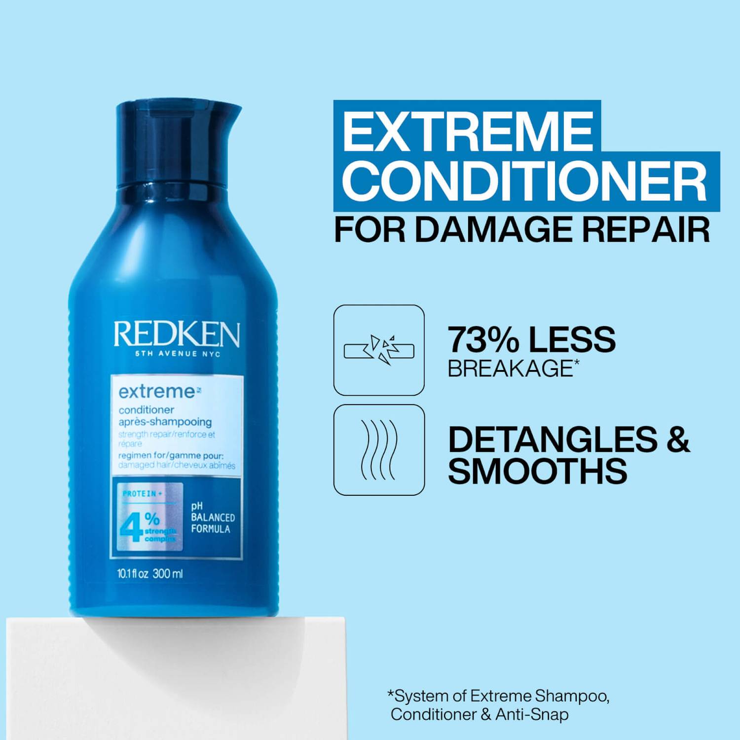 Redken Extreme Shampoo, Conditioner and Anti-Snap Treatment Routine for Damaged Hair