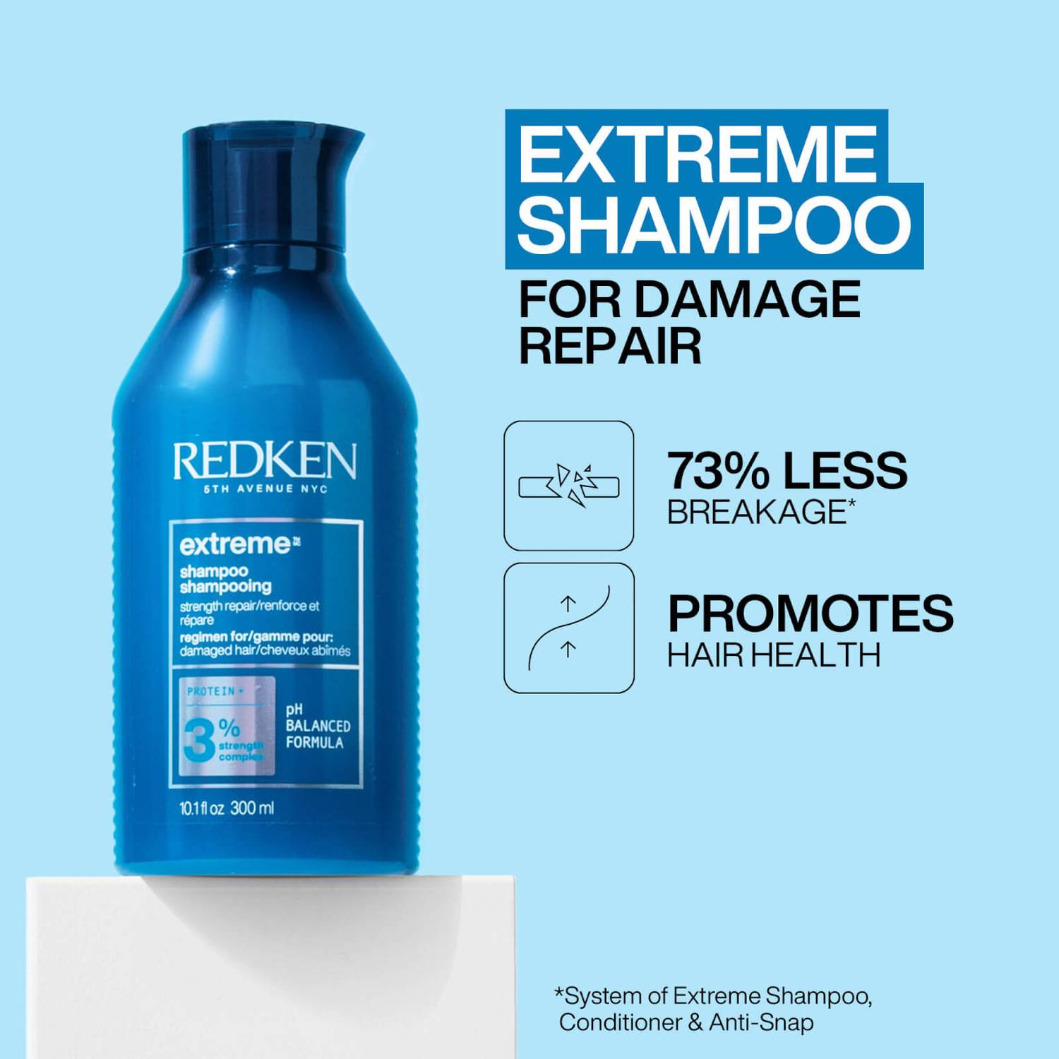 Redken Extreme Shampoo, Conditioner and Anti-Snap Treatment Routine for Damaged Hair