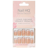 Nail HQ Long Square Pearly French Nails