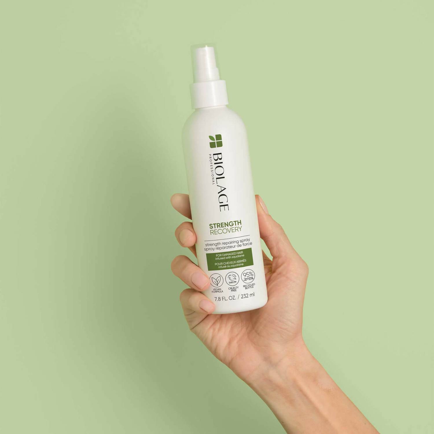 Biolage Professional Strength Recovery Vegan Repairing Leave-in Spray with Squalane for Damaged Hair 232ml