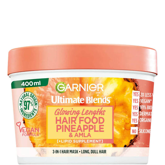 Garnier Ultimate Blends Glowing Lengths Pineapple and Amla Hair Food 3-in-1 Hair Mask Treatment 400ml