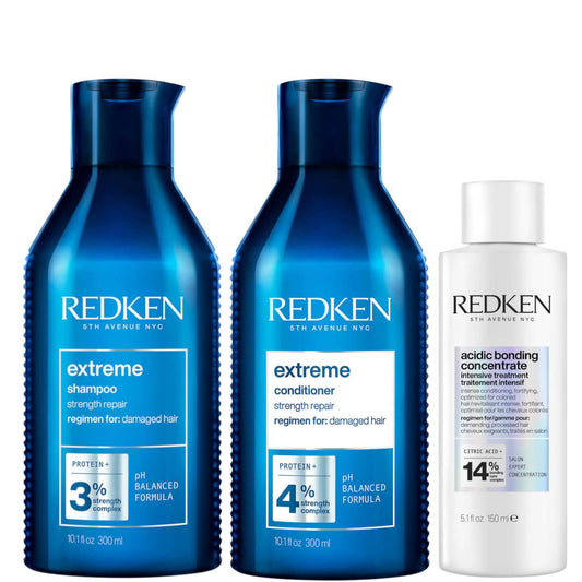 Redken Acidic Bonding Concentrate Intensive Pre-Treatment, Shampoo and Conditioner Bundle