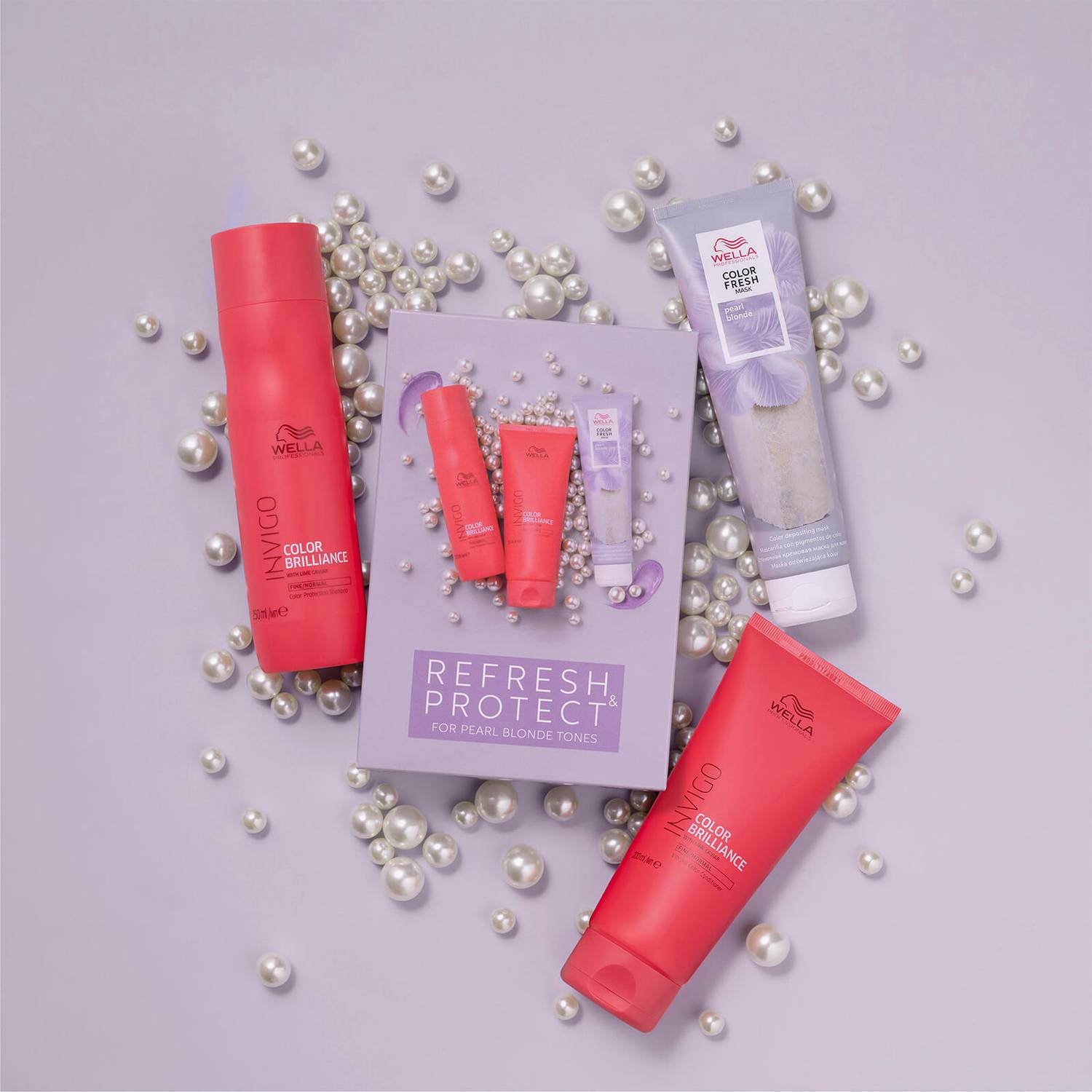 Wella Professionals Care Refresh and Protect Invigo Color Brilliance and Color Fresh Pearl Blonde Tones Mask Set (Worth £46.25)