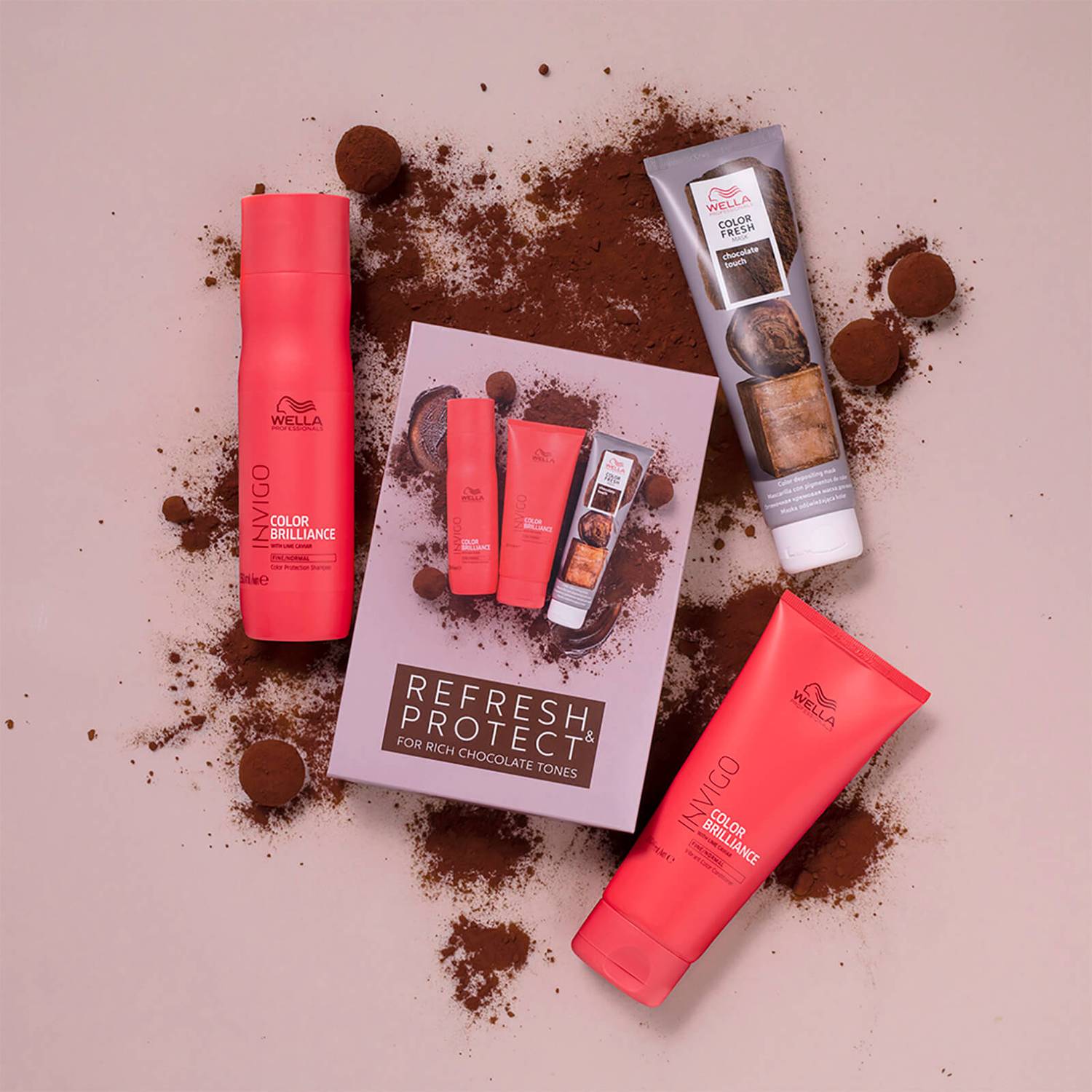 Wella Professionals Care Refresh and Protect Invigo Color Brilliance and Color Fresh Rich Chocolate Tone Mask Set (Worth £46.25)