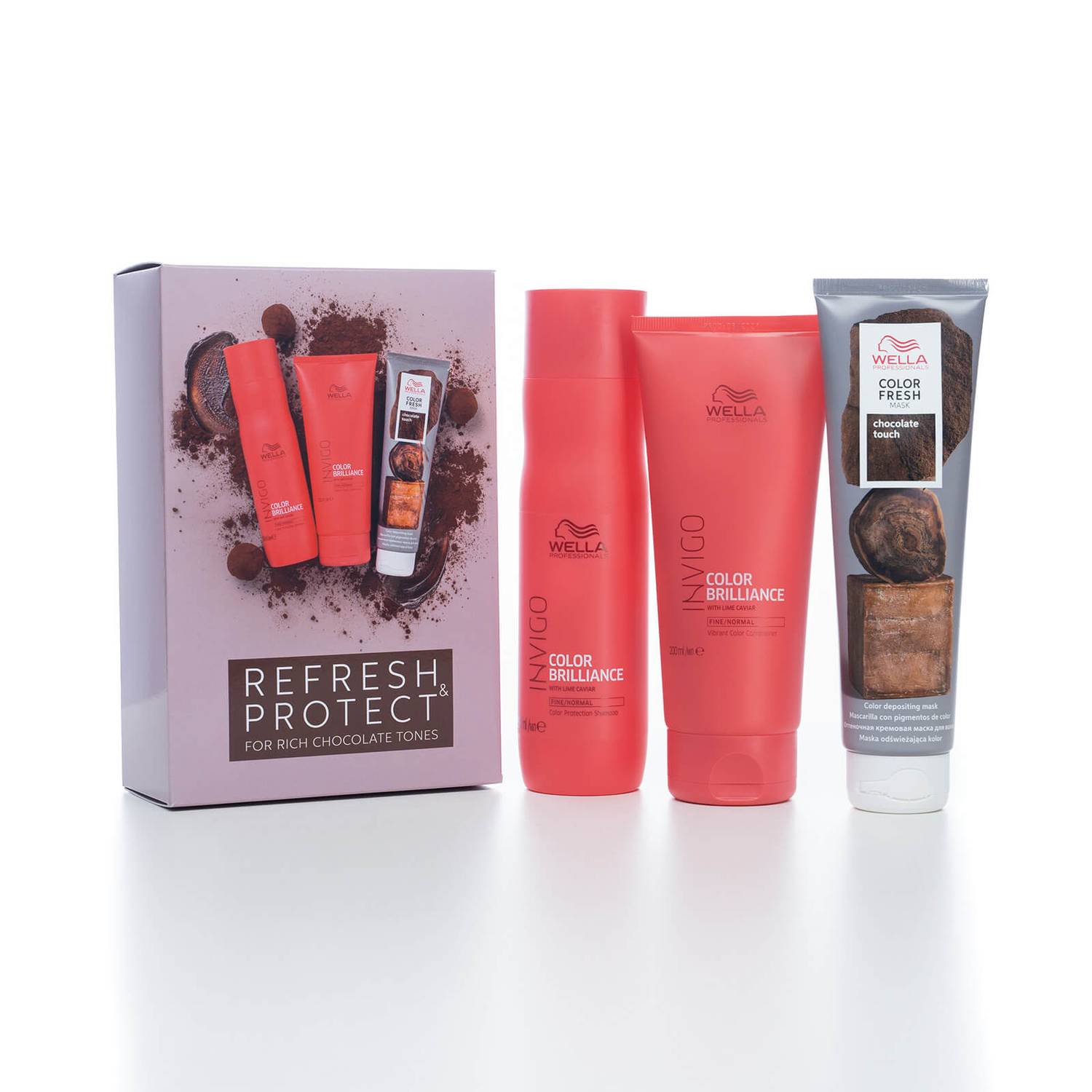 Wella Professionals Care Refresh and Protect Invigo Color Brilliance and Color Fresh Rich Chocolate Tone Mask Set (Worth £46.25)