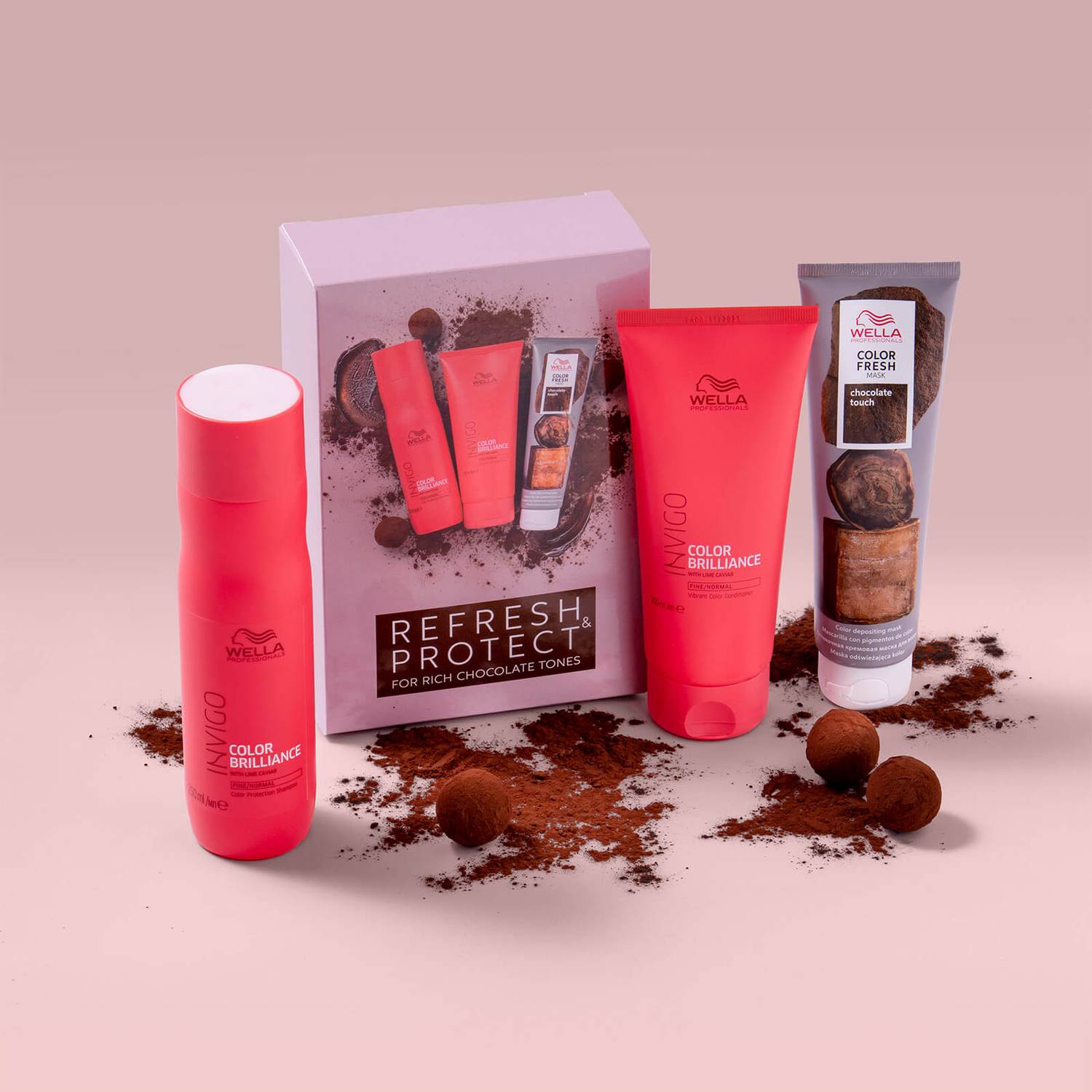 Wella Professionals Care Refresh and Protect Invigo Color Brilliance and Color Fresh Rich Chocolate Tone Mask Set (Worth £46.25)